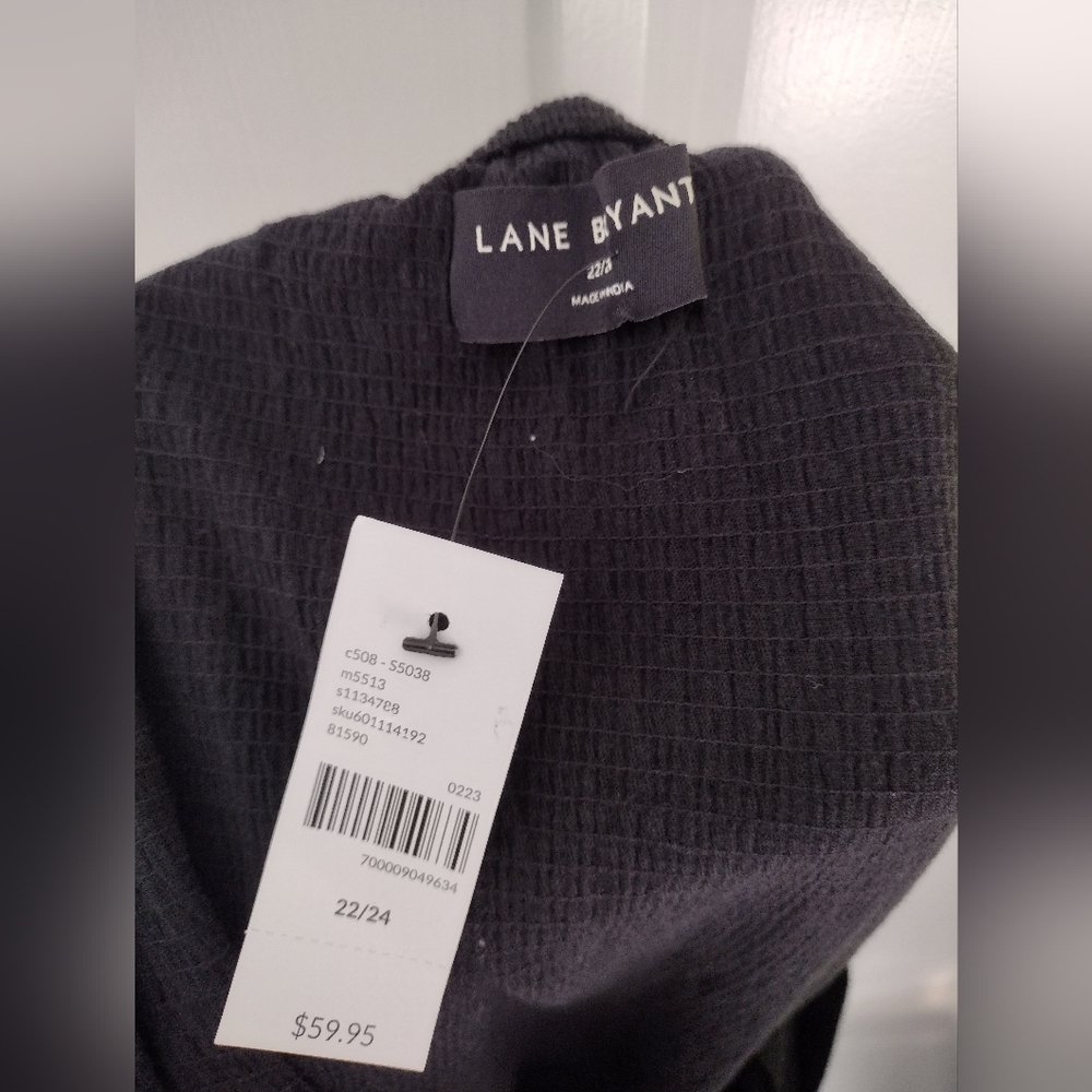 Lane Bryant Black Tank Top Faux Button Up Front Wide Straps  22/24 NWT - Picture 5 of 6